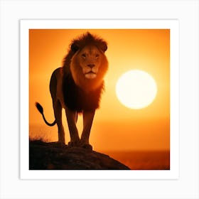 Lion At Sunset Art Print