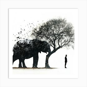 Elephant And The Man Art Print