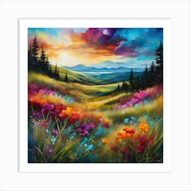 Sunset In The Meadow 1 Art Print