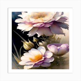 Three White Flowers Art Print