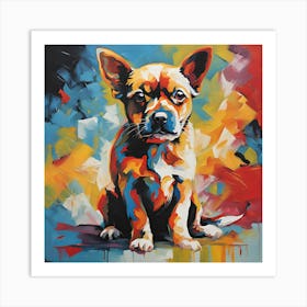 Colorful Dog ,Abstract Painting Art Print