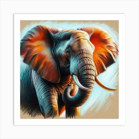 Elephant Painting in Oil Pastel style Art Print