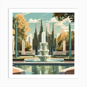 Fountain In The Park 2 Art Print