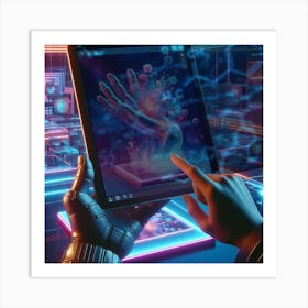 Futuristic Hand Holding Tablet 1 Art Print