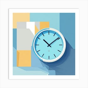 Flat Vector Illustration Of A Wall Clock (2) Art Print