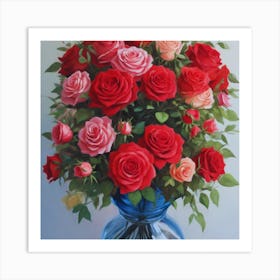 Roses In A Vase Art Print