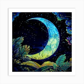 Moon And Stars Art Print