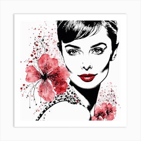 Audrey Hepburn Portrait Painting (14) Art Print