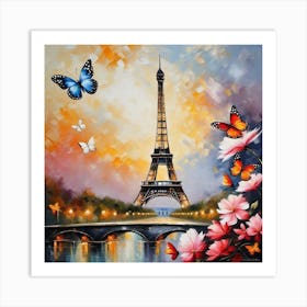 Paris With Butterflies 58 Art Print