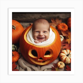 Pumpkin Baby Portrait Art Print