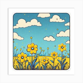 Field Of Yellow Flowers 44 Art Print