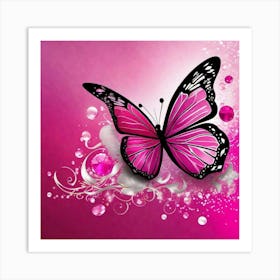 Pink Butterfly Wallpaper Art Print