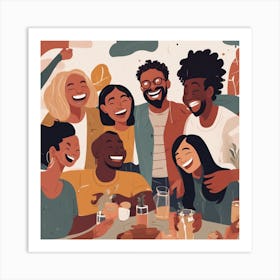 A group of friends from different backgrounds and cultures 3 Art Print