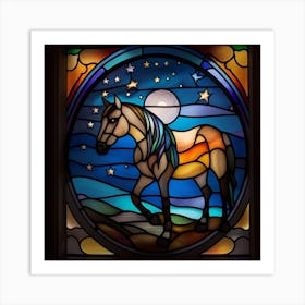 Horse stained glass rainbow colors Art Print