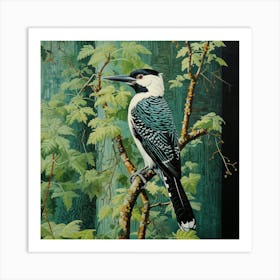 Ohara Koson Inspired Bird Painting Woodpecker 3 Square Art Print