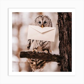 Owl Holding An Envelope Art Print