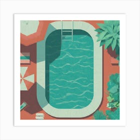 Swimming Pool Flat Design Illustration 1 Art Print