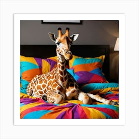 Giraffe In Bed Art Print