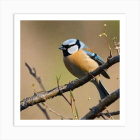 Tit on branch 38 Art Print