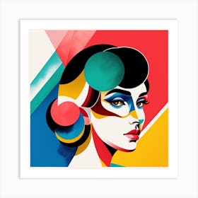 Retro Cubism Face 5 Art Print