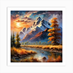 Sunset In The Mountains 4 Art Print