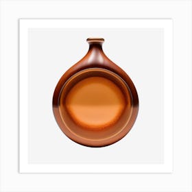 Brown flask On Black Background Art Print