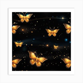 Golden Butterflies 13 Art Print
