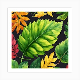 Autumn Leaves Seamless Pattern Art Print