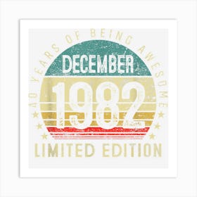 40th Birthday Gift December 1982 Limited Edition 40 Year Old Art Print