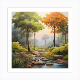 Stream In The Forest Art Print