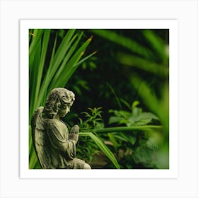 Angel Statue In The Garden Art Print