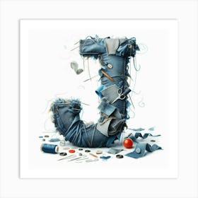 Funny Alpabet - J (Jeans) Art Print