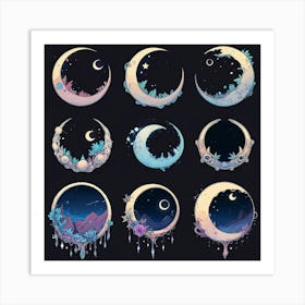 Moon And Stars 2 Art Print