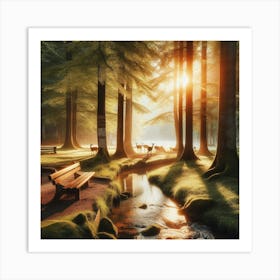 Sunrise In The Forest 1 Art Print
