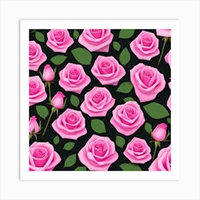 Pink Roses Seamless Pattern 5 Art Print