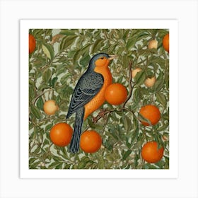 Bird Perched On An Orange Tree 2 Art Print