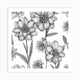 Black And White Flowers Art Print