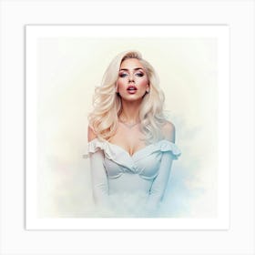 Watercolor Of Lady Gaga Emerging From Mist, With Ethereal And Soft Pastel Colors 1 Art Print