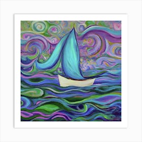 Sailboat In The Ocean 1 Art Print