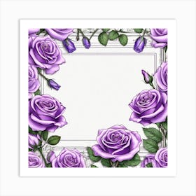 Purple Roses Frame 6 Art Print