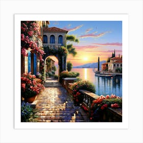 Sunset In The Garden Art Print