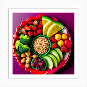 Colorful Plate Of Fruits And Nuts 1 Art Print