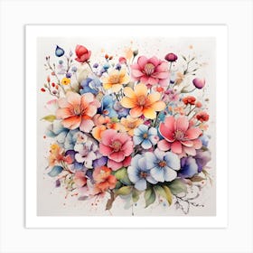 Watercolor Flowers 3 Art Print