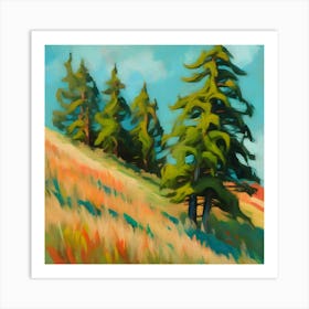 Cedar Trees On A Hillside Art Print