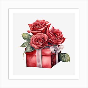 Red Roses In A Gift Box 9 Art Print