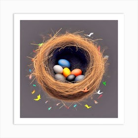 Colorful Birds In A Nest 9 Art Print