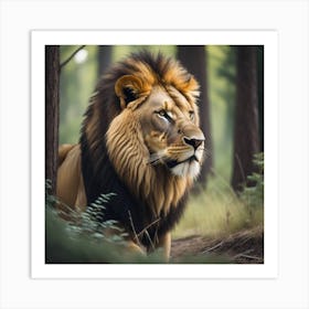 Lion In The Forest Art Print