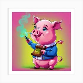 Pig Smoking A Cigarette Art Print