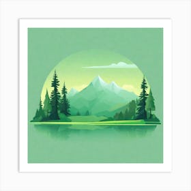 Misty mountains background in green tone 41 Art Print