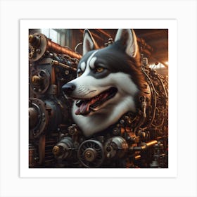 Steampunk Husky Art Print